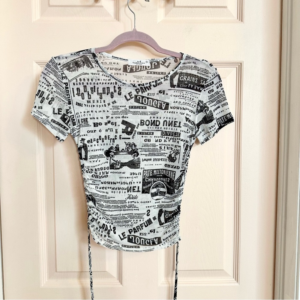 White and black mesh rebellious dreamer top
